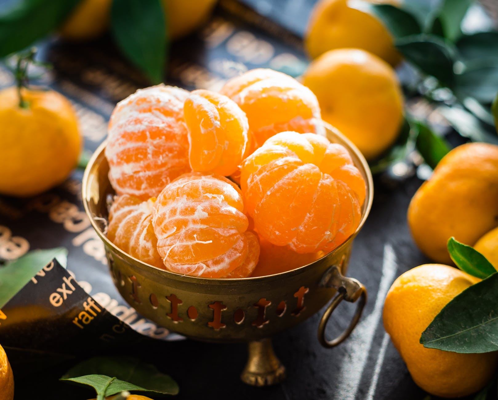 tangerine close up of fruits in bowl